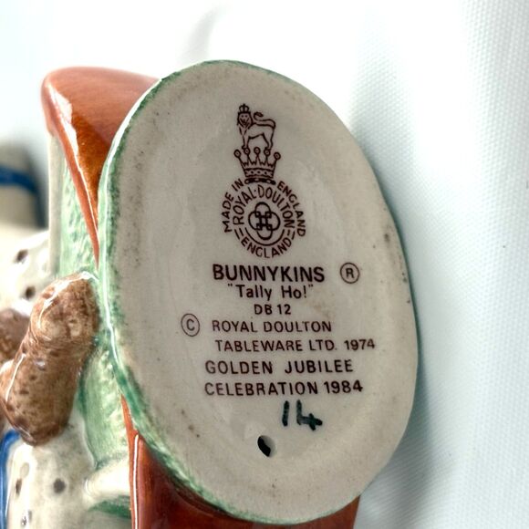 Royal Doulton Bunnykins “Tally Ho!” Figurine DB12 • Golden Jubilee 1984 - Picture 7 of 7